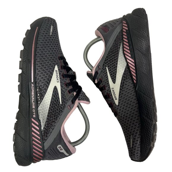 Brooks Adrenaline GTS 22 Shoes Women's 7.5 B Black Gray Pink Running Sneakers - Picture 4 of 9